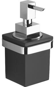 Porta dosatore in ottone cromato con vaschetta in vetroresina nero 8x8x16,5 cm fissaggio con viti e tasselli inclusi
