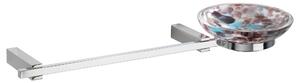 Portasapone in vetro di murano Con portasalviette MATISSE 41x14xh4,5 cm supporti in ottone cromato colore inox lucido