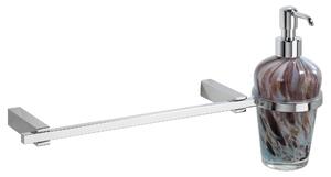 Porta dosatore in vetro di murano Con portasalviette MATISSE 39x11,5xh20 cm supporti in ottone cromato colore inox lucido