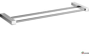 Porta Salviette doppio in ottone cromato 40 cm dimensioni 40x10,5xh1,5 cm linea OSCAR Garanzia 5 anni contro la ruggine Acciaio inox Lucido