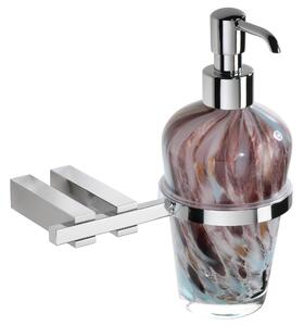 Dosatore con supporto fissaggio a muro concontenitore in vetro di murano MATISSE 13x11,5xh20 cm supporti in ottone cromato colore inox lucido