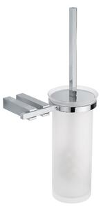 Porta scopino da bagno in vetro supporti in ottone cromato MATISSE 16,5x12xh38 cm cromo lucido
