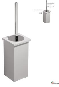 Porta scopino da terra con bossolo in resina poliestere OSCAR 9,5x8,5xh35,5 cm -peso 1,12 stile moderno colore bianco