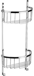 Mensola doccia semicircolare due piani - Fissaggio a Parete, 23,5x12xh49 cm ottone cromato spessore con stop e viti