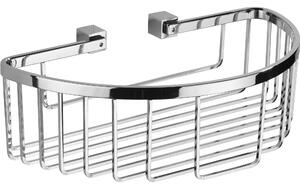 Mensola doccia semicircolare uno piano - Fissaggio a Parete, 28x16xh8,5 cm ottone cromato spessore con stop e viti