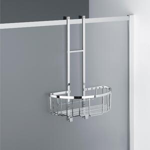Mensola doccia rettangolare un piano - Fissaggio a TELAIO Box Doccia, 28x15xh42 cm ottone cromato spessore Max. Vetro 3 cm