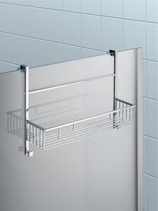 Mensola doccia un piano - Fissaggio a Vetro Box Doccia 40x14xh42cm ottone cromato spessore Max. Vetro 1,5 cm