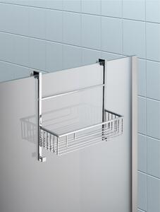 Mensola doccia un piano - Fissaggio a Vetro Box Doccia 30x14xh42cm ottone cromato spessore Max. Vetro 1,5 cm