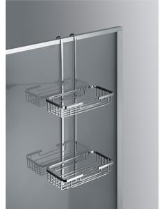 Mensola doccia un due piani - Fissaggio a Vetro Box Doccia 26x12xh65 cm ottone cromato spessore Max. Vetro 1,5 cm