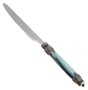 Coltello tavola Arianna Set di 6 Pezzi in acciaio 18.10 Lunghezza 24 cm manico in Plexiglas con ghiera Anticata lavabile in lavastoviglie Verde