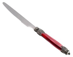Coltello tavola Arianna Set di 6 Pezzi in acciaio 18.10 Lunghezza 24 cm manico in Plexiglas con ghiera Anticata lavabile in lavastoviglie Bordeaux
