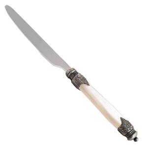 Coltello tavola Arianna Set di 6 Pezzi in acciaio 18.10 Lunghezza 24 cm manico in Plexiglas con ghiera Anticata lavabile in lavastoviglie avorio