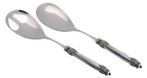 Coppia Insalata set da 2 pezzi Arianna in acciaio inox 18/10 manico in PMMA effetto madreperlato ghiera anticata 2,5 mm colore Grigio- posate