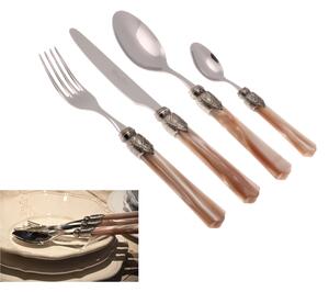 Servizio posate 24 Pezzi 6 posti tavola VITTORIA in acciaio inox 18/10 manico in plexiglas Champagne spessore Acciaio 2,5 mm in confezione regalo