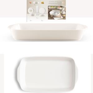 Pirofila In Porcellana da forno Rettangolare 38x21xh 4,5 cm Collezione Toscana lavabile in lavastoviglie porcellana Di Limoges Bianco Freddo