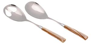 Coppia Insalata set da 2 pezzi GIADA in acciaio inox 18/10 manico in metacrilato spessore 1,5 mm colorato Champagne- posate