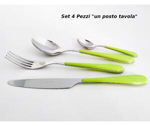 Posto tavola 4 Pezzi per 1 Persona SPRING in acciaio inox 18/10 spessore Acciaio 2 mm manico in ABS verde