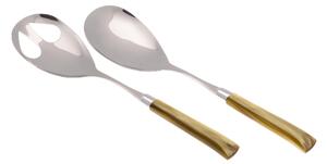 Coppia Insalata set da 2 pezzi GIADA in acciaio inox 18/10 manico in metacrilato spessore 1,5 mm colorato Verde Oliva