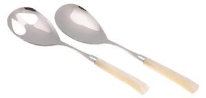 Coppia Insalata set da 2 pezzi GIADA in acciaio inox 18/10 manico in metacrilato spessore 1,5 mm colorato Avorio