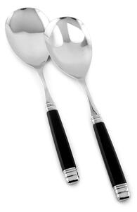 Coppia Insalata set da 2 pezzi Rossini in acciaio inox 18/10 manico in PA effetto madreperlato ghiera lucida 2,5 mm colore nero