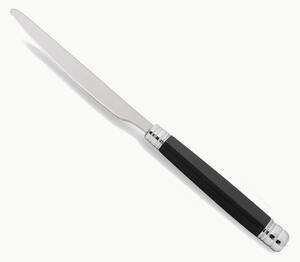 Coltello tavola seghettato MOD ROSSINI Set di 6 Pezzi in acciaio 18.10 Lunghezza 26 cm manico in PA lavabile in lavastoviglie colore Nero