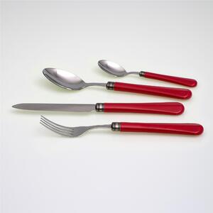 Servizio Posate colorate 24 Pezzi GIULIETTA in acciaio inox 18/10 manico in metacrilato spessore 1,5 mm colorato rosso