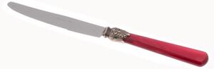 Coltello tavola ELENA Set di 6 Coltelli tavola in acciaio 18.10 AISI430 Lunghezza 26 cm, manico in Polimetilmetacrilato PMMA con ghiera metallica lavabile in lavastoviglie Bordeaux