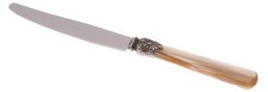 Coltello tavola ELENA Set di 6 Coltelli tavola in acciaio 18.10 AISI430 Lunghezza 26 cm, manico in Polimetilmetacrilato PMMA con ghiera metallica lavabile in lavastoviglie , Champagne