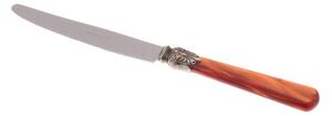 Coltello tavola ELENA Set di 6 Coltelli tavola in acciaio 18.10 AISI430 Lunghezza 26 cm, manico in Polimetilmetacrilato PMMA con ghiera metallica lavabile in lavastoviglie , Arancio