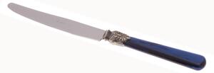 Coltello tavola ELENA Set di 6 Coltelli tavola in acciaio 18.10 AISI430 Lunghezza26 cm, manico in Polimetilmetacrilato PMMA con ghiera metallica lavabile in lavastoviglie ,Blu