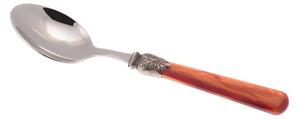 Cucchiaio da Tavola ELENA Set di 6 cucchiai tavola in acciaio 18.10 AISI430 Dimensioni : 26 cm manico in Polimetilmetacrilato PMMA con ghiera metallica lavabile in lavastoviglie colore Arancio