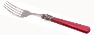 Forchetta tavola ELENA Set di 6 Pezzi in acciaio 18.10 AISI430 Lunghezza 26 cm manico in Polimetilmetacrilato PMMA con ghiera metallica lavabile in lavastoviglie Bordeaux