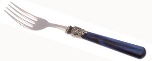 Forchetta tavola ELENA Set di 6 Pezzi in acciaio 18.10 AISI430 Lunghezza 26 cm manico in Polimetilmetacrilato PMMA con ghiera metallica lavabile in lavastoviglie Blu