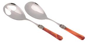 Coppia Insalata set da 2 pezzi PENELOPE in acciaio inox 18/10 manico in metacrilato spessore 2,5 mm colorato arancio
