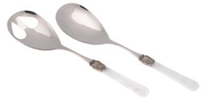 Coppia Insalata set da 2 pezzi PENELOPE in acciaio inox 18/10 manico in metacrilato spessore 2,5 mm colorato bianco