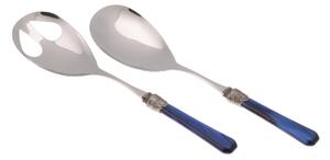 Coppia Insalata set da 2 pezzi PENELOPE in acciaio inox 18/10 manico in metacrilato spessore 2,5 mm colorato blu