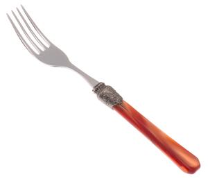 Forchetta da tavola Modello Penelope Set di 6 Pezzi in acciaio 18.10 Lunghezza 26 cm manico in PPMA lavabile in lavastoviglie colore Arancio