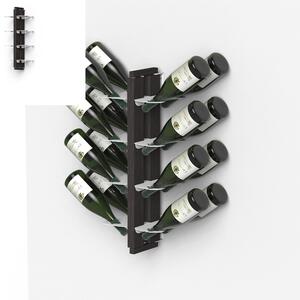 Porta Bottiglie di Vino Sospesa Bifacciale fissaggio a muro 20x26xh 65 cm con struttura in legno massello di faggio evaporato colore NERO. Mensole in acciaio smaltato