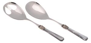 Coppia Insalata set da 2 pezzi PENELOPE in acciaio inox 18/10 manico in metacrilato spessore 2,5 mm colorato grigio