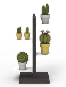 Porta piante a colonna ZIA FLORA 42x30xh 65 cm con struttura I in legno massello di faggio evaporato colore NERO Mensole in acciaio smaltato