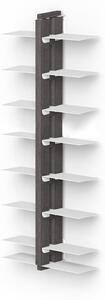 Libreria verticale DOPPIA FISSAGGIO PARETE SOSPESA ZIA BICE 17x42xh 110 cm con struttura e bacchette in legno massello di faggio evaporato colore NERO. Mensole in acciaio smaltato
