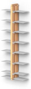 Libreria verticale DOPPIA FISSAGGIO PARETE SOSPESA ZIA BICE 17x42xh 110 cm con struttura e bacchette in legno massello di faggio evaporato colore naturale. Mensole in acciaio smaltato