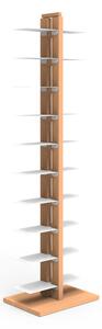 Libreria verticale a colonna DOPPIA ZIA BICE 42x30xh 155 cm con struttura I in legno massello di faggio evaporato colore Naturale Mensole in acciaio smaltato