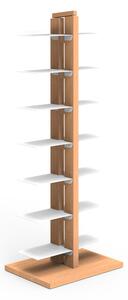 Libreria verticale a colonna DOPPIA ZIA BICE 42x30xh 105 cm con struttura I in legno massello di faggio evaporato colore Naturale Mensole in acciaio smaltato