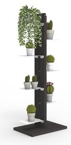 Porta piante a colonna ZIA FLORA 42x30xh 110 cm- dist. in altezza min 33-max 44 cm struttura legno massello di faggio evaporato colore NERO Mensole in acciaio smaltato