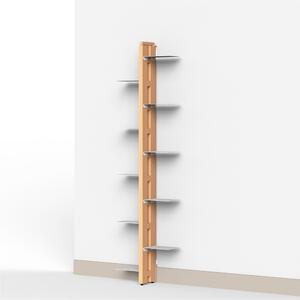Porta piante Fissaggio a Parete Bifacciale ZIA FLORA 42x17xh 155 cm con struttura I in legno massello di faggio evaporato colore naturale Mensole in acciaio smaltato