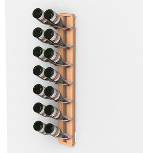Porta Bottiglie di Vino Sospesa fissaggio a muro 17x19xh 110 cm con struttura in legno massello di faggio evaporato colore naturale. Mensole in acciaio smaltato