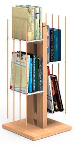Libreria verticale a colonna ZIA VERONICA 30x30xh 65 cm con struttura e bacchette in legno massello di faggio evaporato colore naturale. Mensole in acciaio smaltato