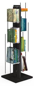 Libreria verticale a colonna ZIA VERONICA con struttura 34x34xh 105 cm e bacchette in legno massello di faggio evaporato colore NERO. Mensole in acciaio smaltato