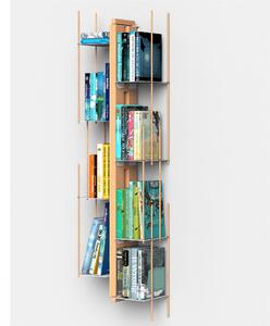 Libreria verticale Fissaggio a PARETE SOSPESA ZIA VERONICA 20x32xh 105 cm con struttura e bacchette in legno massello di faggio evaporato colore naturale. Mensole in acciaio smaltato